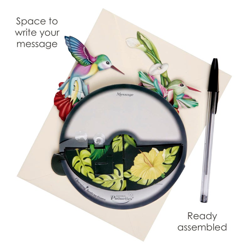 SANTORO Pirouette, 3D Pop Up Greeting Card - Hummingbirds - For Her, Mom, Wife, Sister, Daughter, Birthday, Bird Lovers | Thank You Cards For Teacher | Get Well Soon Card - Image 4